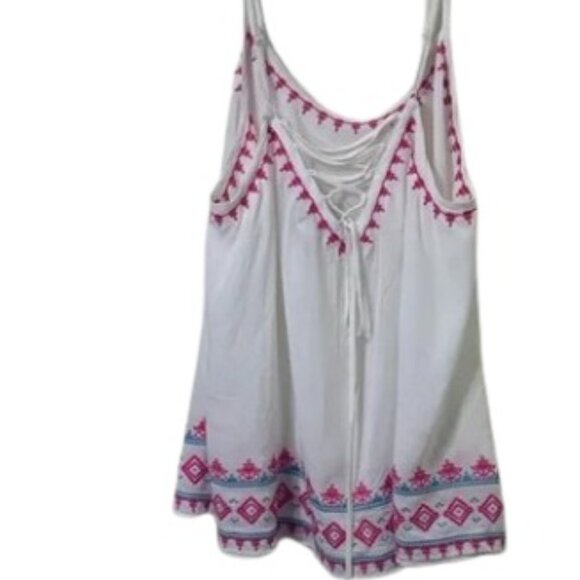 Torrid Womens Lace Up Back Embroidered Cami White Plus 4X New - Picture 3 of 3